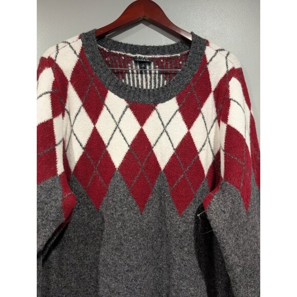 NWT Torrid Women's Gray Red Pullover Argyle Colorblock Sweater Super Soft Sz 2X - Picture 5 of 16